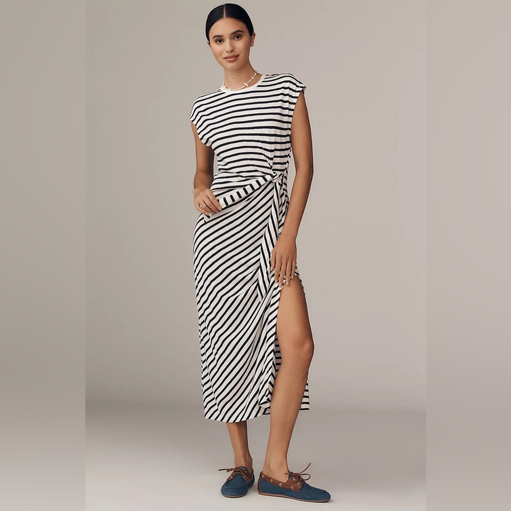 ANTHROPOLOGIE Tiebreaker Midi Dress S 18” p2p Night Fall $98 Retail NWT